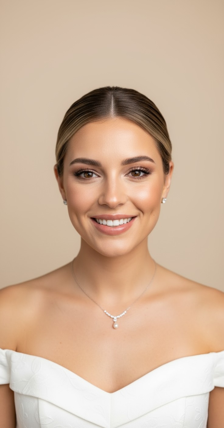 After Sleek Low Bun Wedding Hair